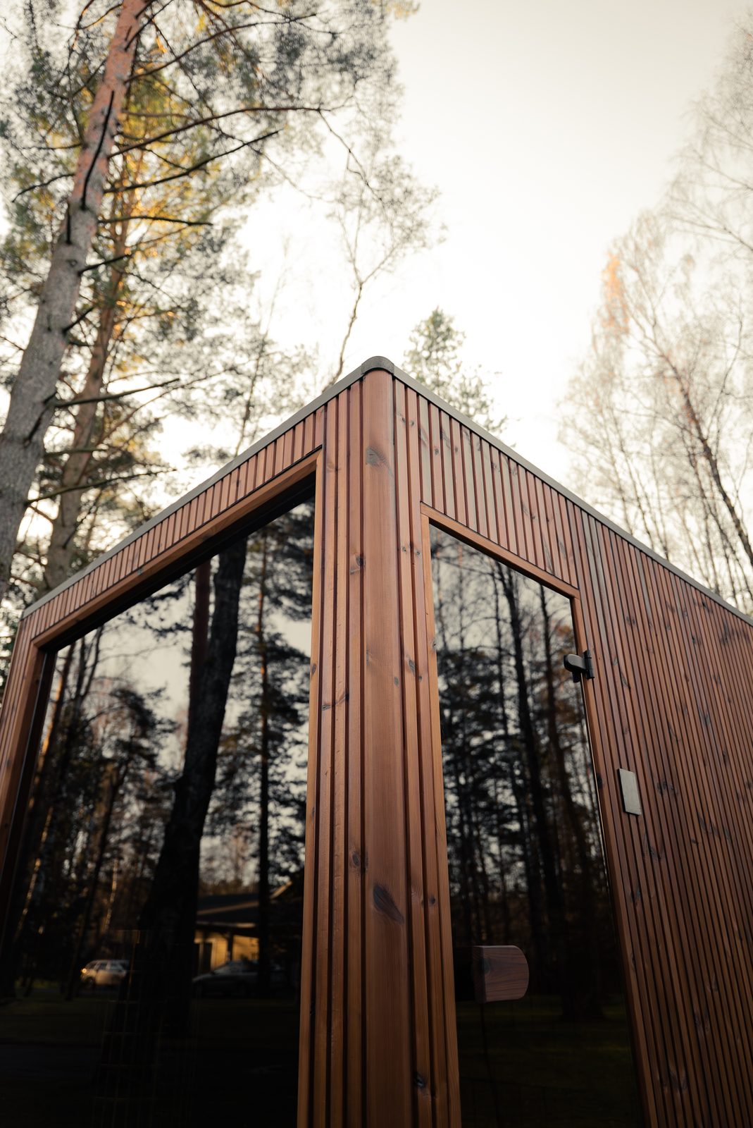 Jonas Mini pirties ThermoWood kampas ir stiklinis langas iš apačios