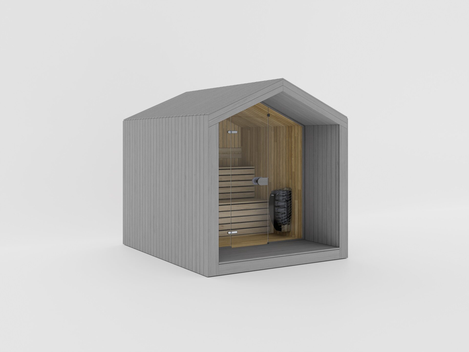 A calm sauna interior defined by natural wood tones and balanced, modern design