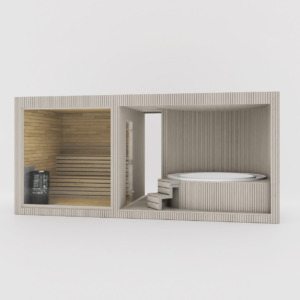 Tauras Aquavia Spa sauna with its Aquavia Capri hot tub